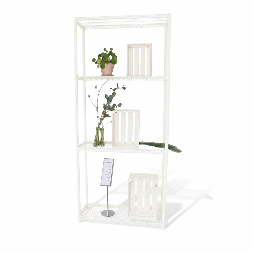 Hylla - TUBO (B 91 x D 46 x H 220 cm.) - vit glans