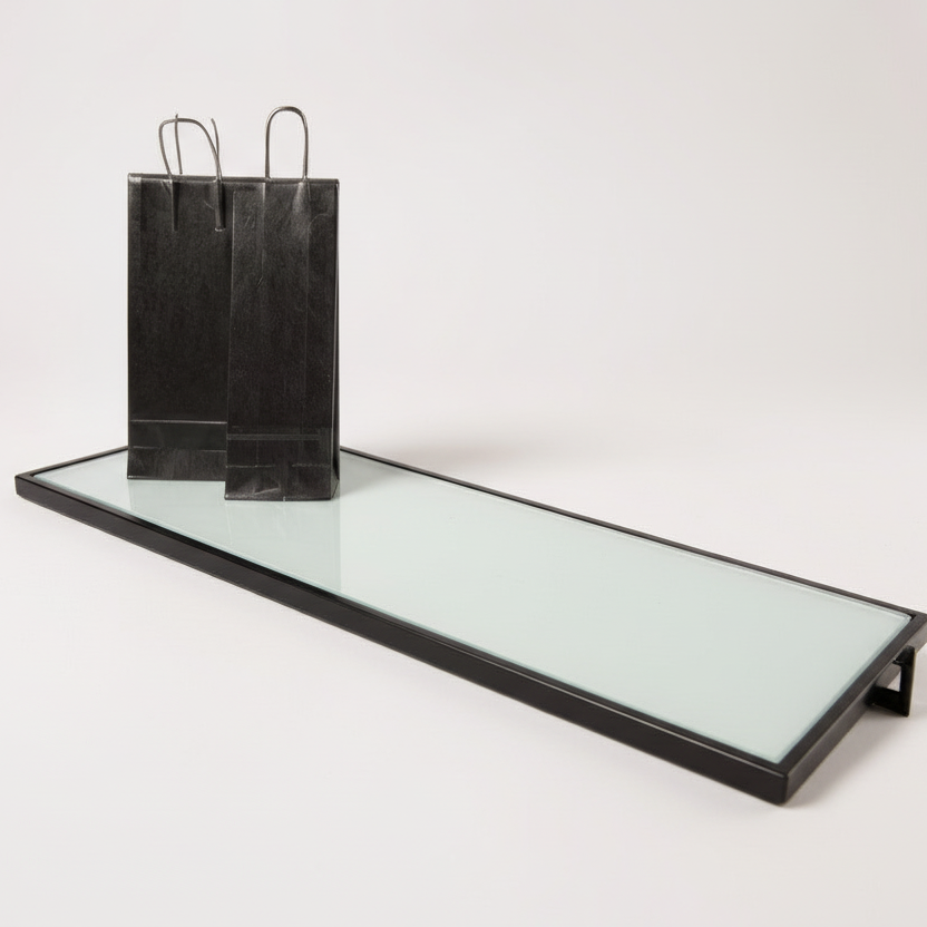 HAPPY! - Hyldestel m/ frostet glashylde. Sort