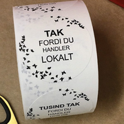 Rund etikett, handlas lokalt TAK. 500 st.