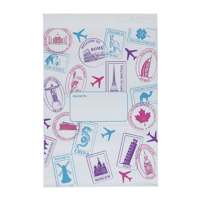 Fraktpåsar med tejp och motiv, förpackning med 50 st., 45 mikron, 40 x 54 cm