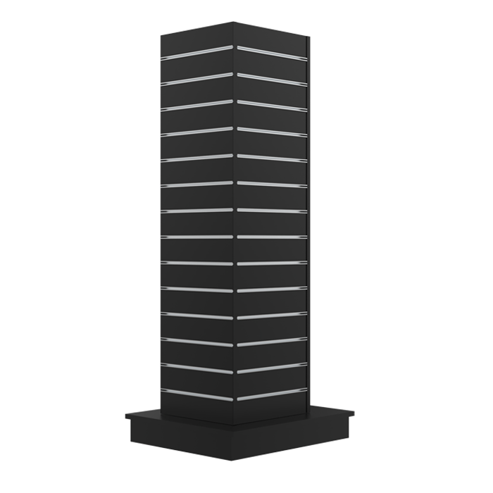 Gondol, 4-sidig, svart, B61 x D61 x H170 cm. Spalteavstånd 10 cm. Inkl. hjul