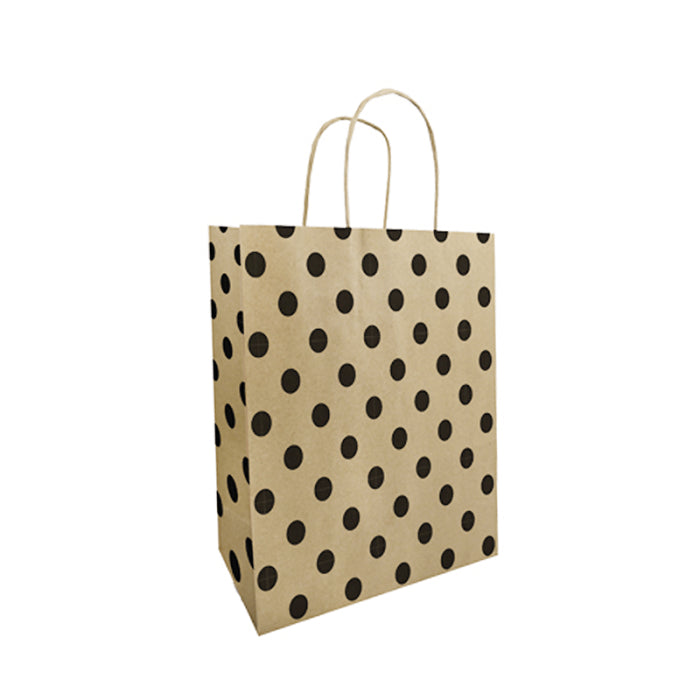Papperspåse - Prickar - H 25 cm. - 50 st. Kraftpapper