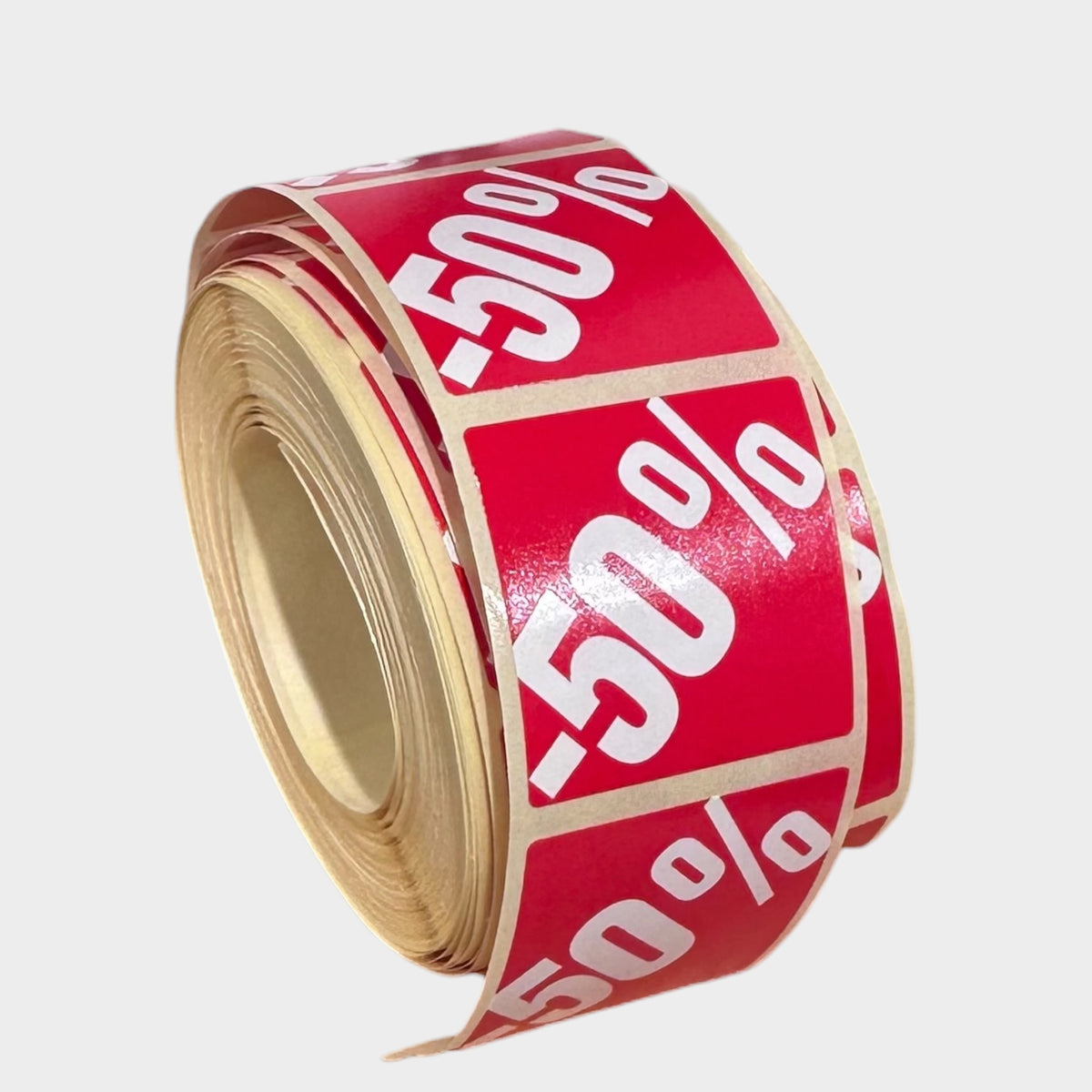 Röda etiketter m/ procent - 500 st. -50%