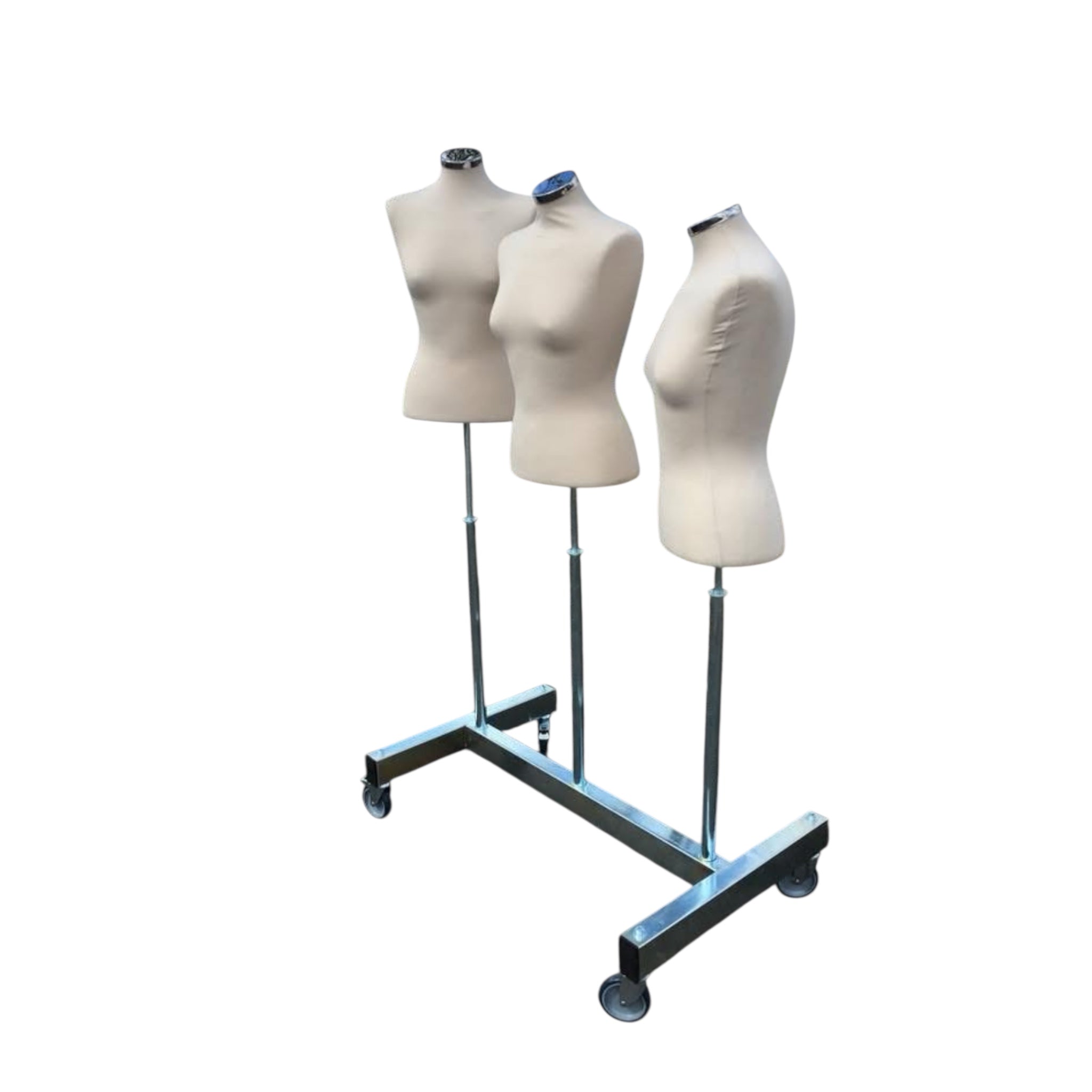 Fantasy, no. 3, gatustativ, med 3 dameginer, B96 x D60 x H169 cm.