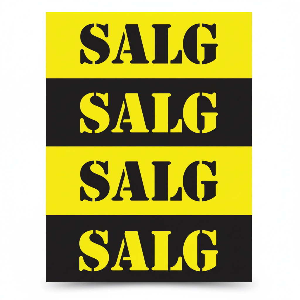 Poster. Utförsäljning, svart och gul, 50 x 70 cm