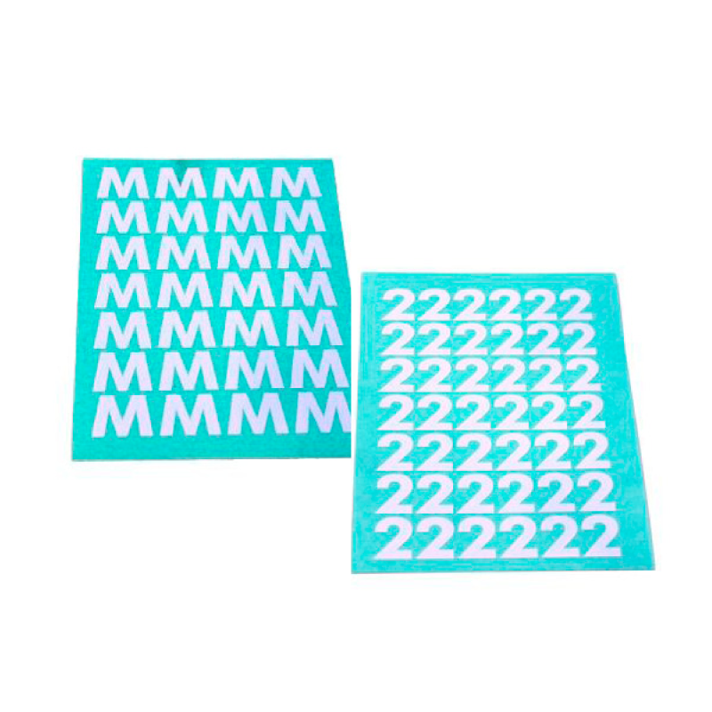 Tal-, nummer- och bokstavsark för konfektionsavdelare, vit – välj variant.