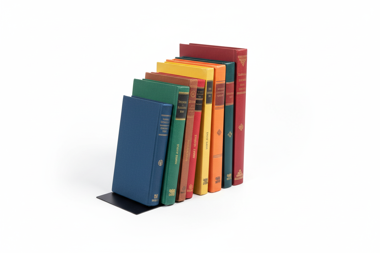 Bokstöd, svart. 20 x 20 x 15 bred. 1 mm, metall.