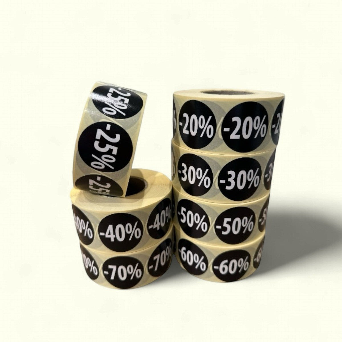 Svarta etiketter m/ procent - 1 000 st. Välj procent
