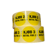 Etikett Köp 3 betala för 2, gul, rulle med 1000 st.