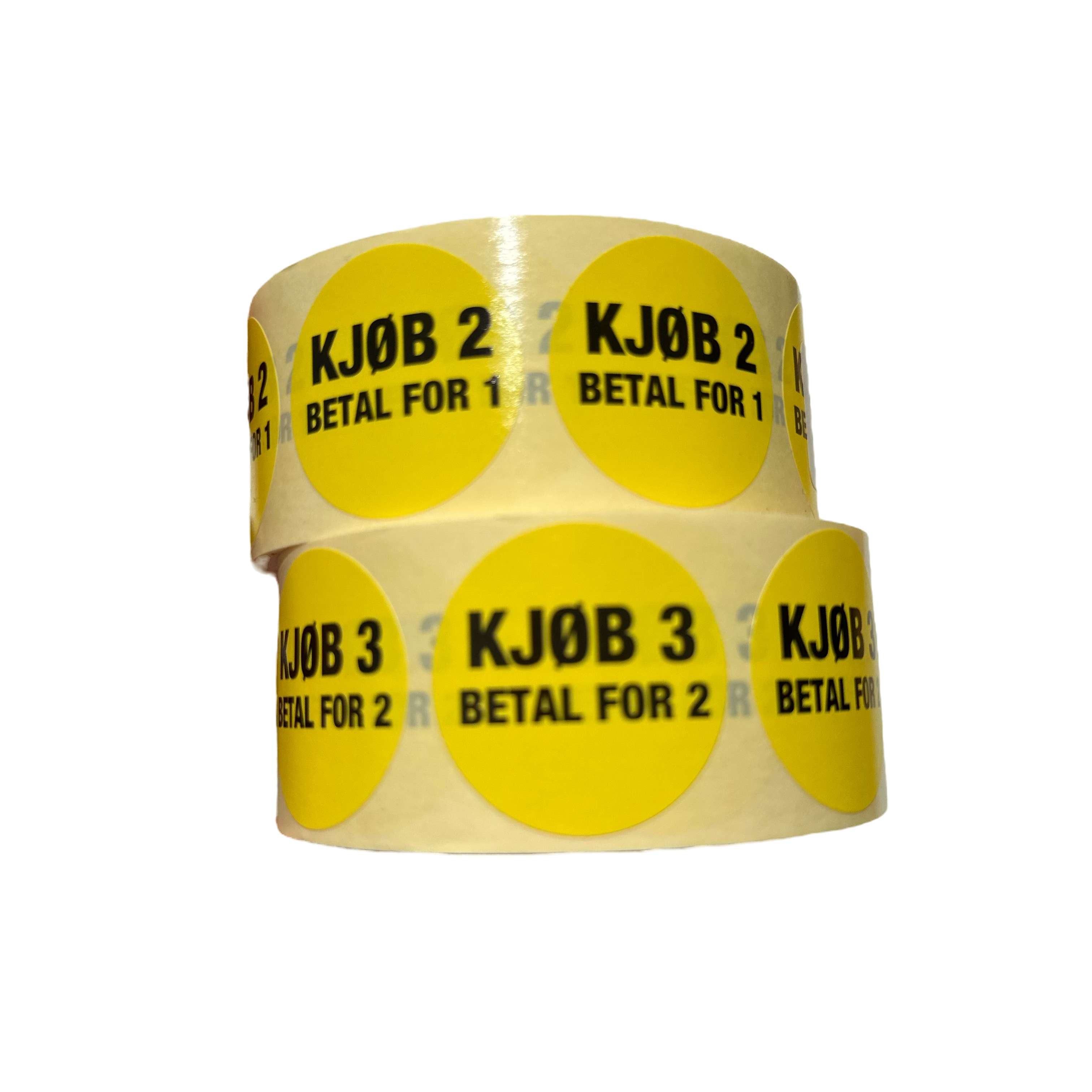 Etikett Köp 3 betala för 2, gul, rulle med 1000 st.
