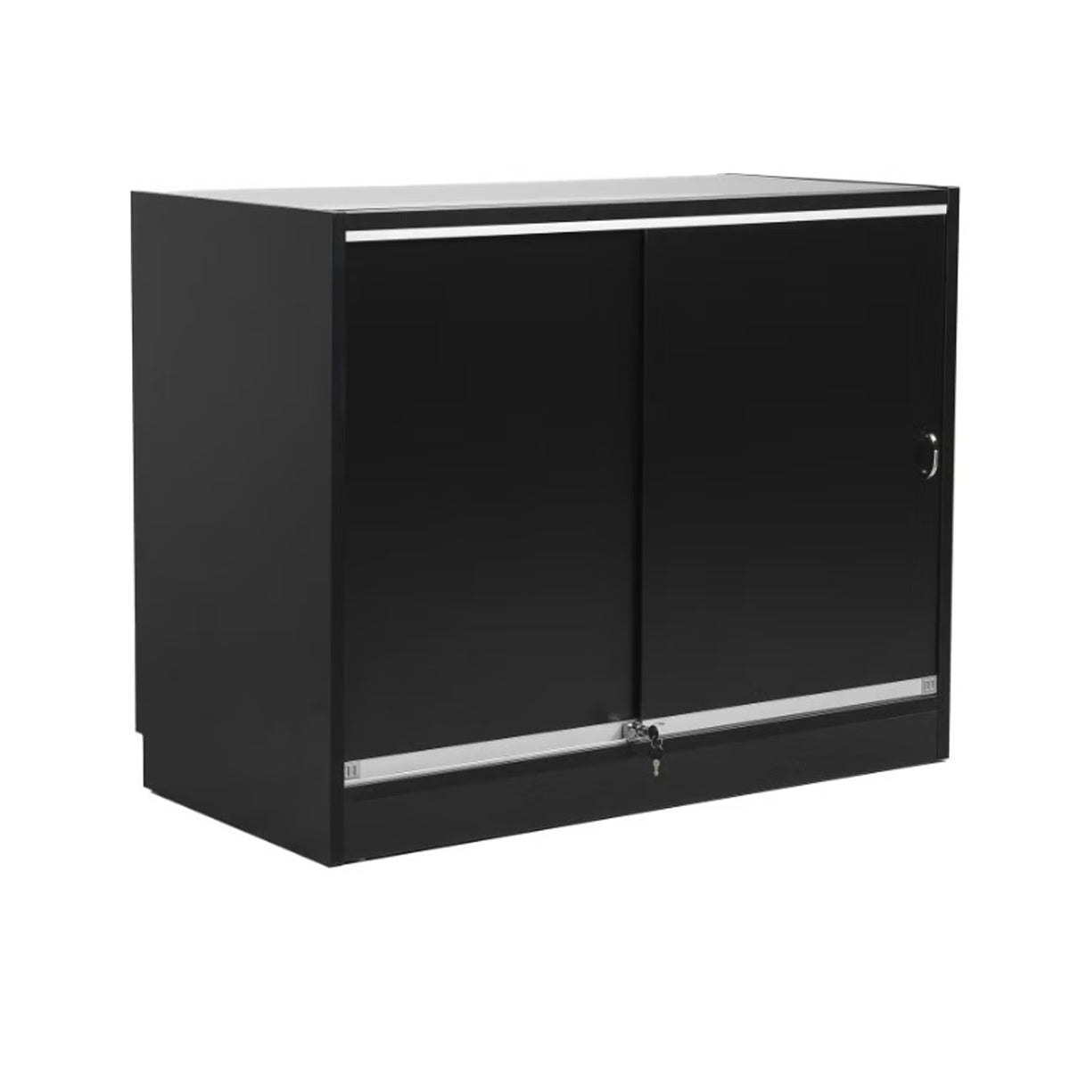 MADS butiksdisk med 1/3 glas, bred, svart. B 120