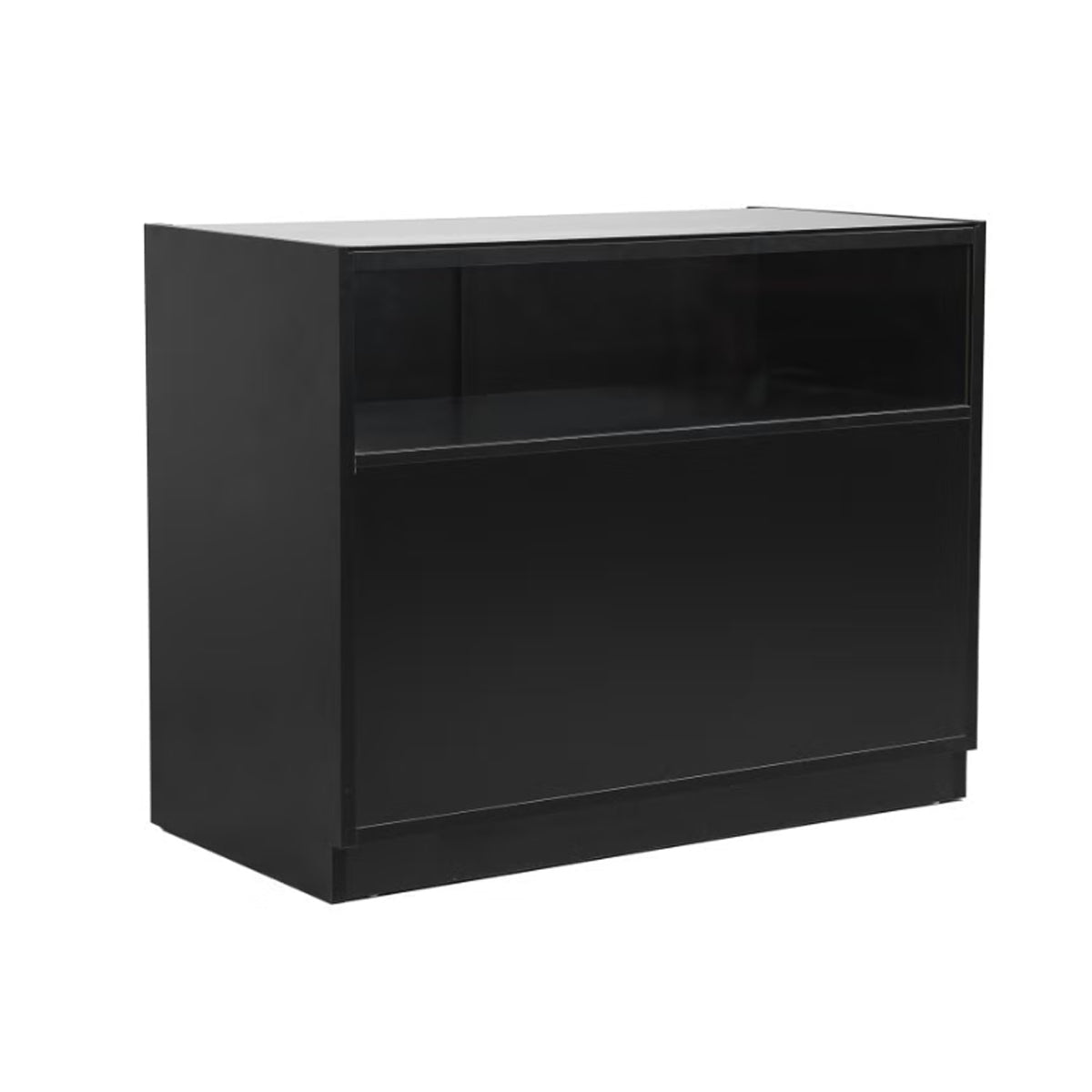 MADS butiksdisk med 1/3 glas, bred, svart. B 120
