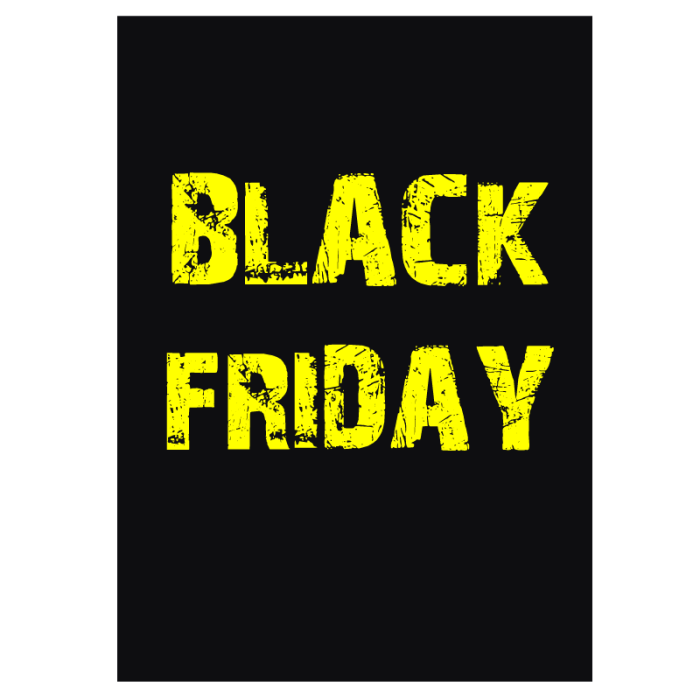 Plakat. Black Friday, sort og gul, 50 x 70 cm
