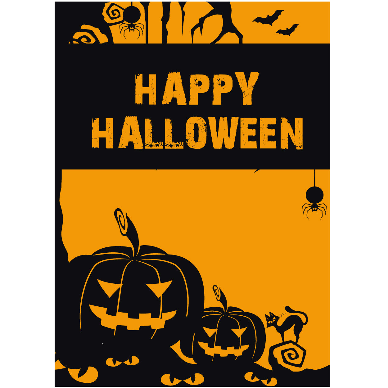 Affisch. Halloween, orange med svart tryck, 50 x 70 cm