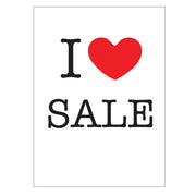 Affisch. I love SALE, vit med röd tryck, 50 x 70 cm