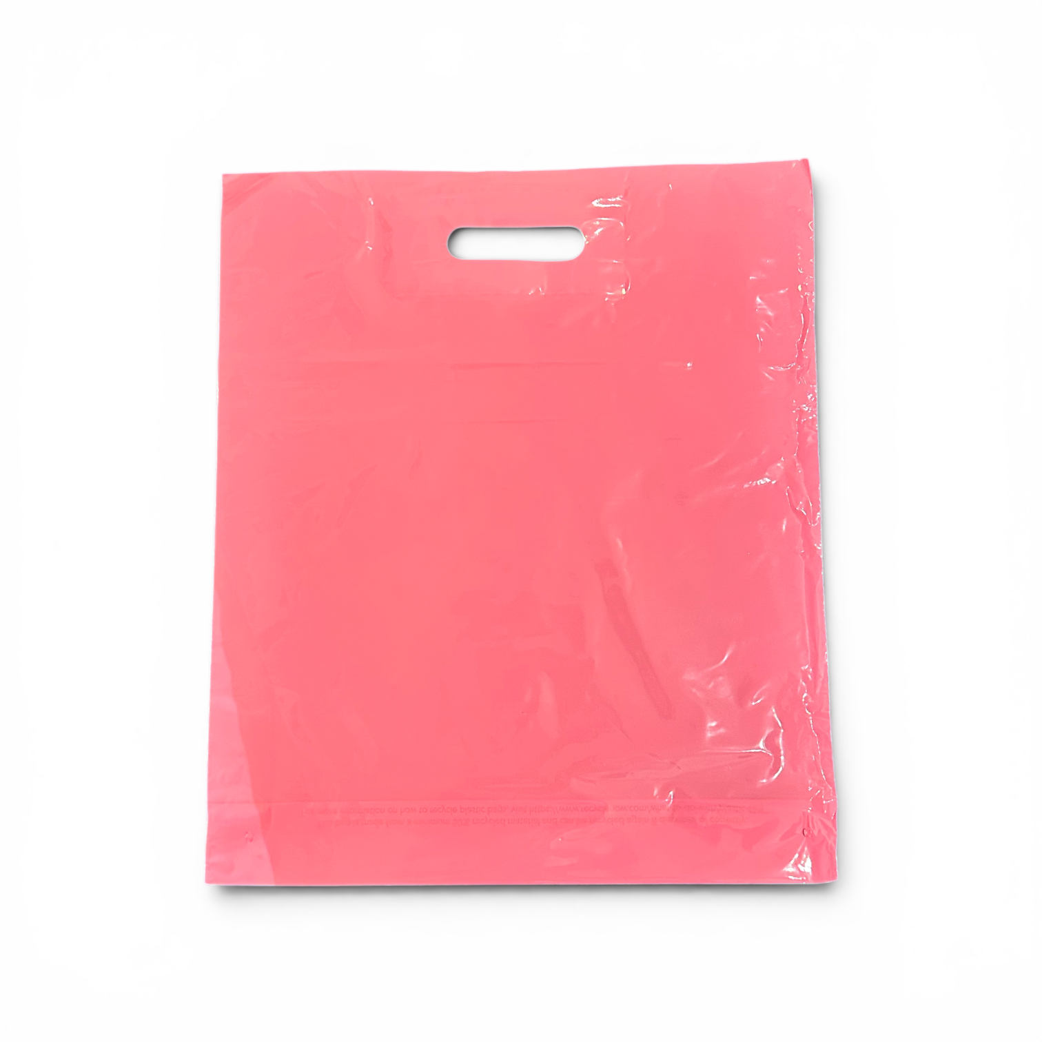 Plastpåse, mellan, rosa, förpackning om 100 st., 45 mikron, B 39 × D/BF 10 × H 45 cm, förstärkta handtag