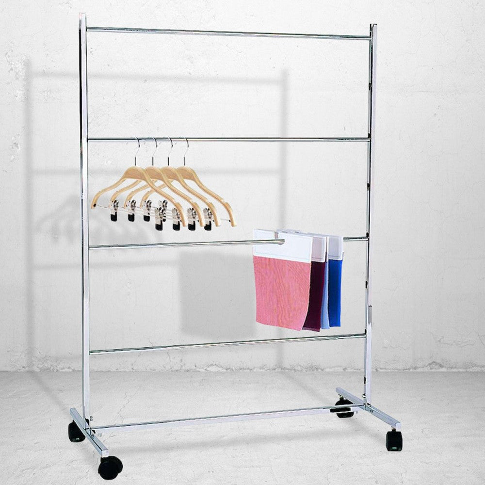 Krom bøjlestativ 84 x 40 x 130 cm med tøj