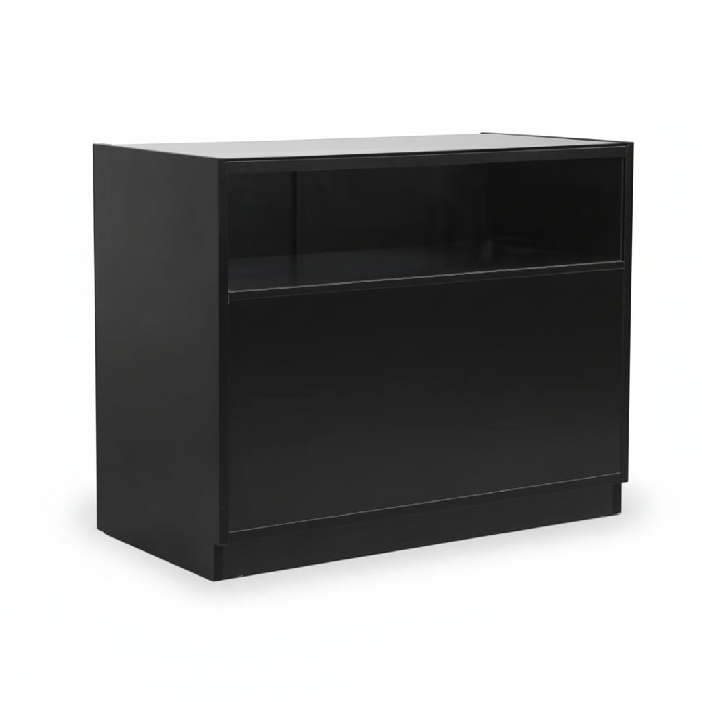 MADS butiksdisk med 1/3 glas, bred, svart. B 120