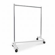 Z-stativ, krom/vit bas, 155 x 54 x H173 cm, 100 mm hjul i hård plast