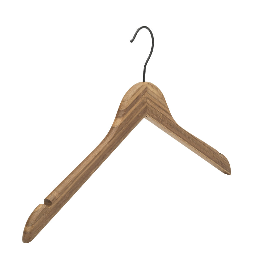 Bambus bøjle, platt, med hake, natur, svart krok, 44 cm. Förp. med 10 st. Styckpris