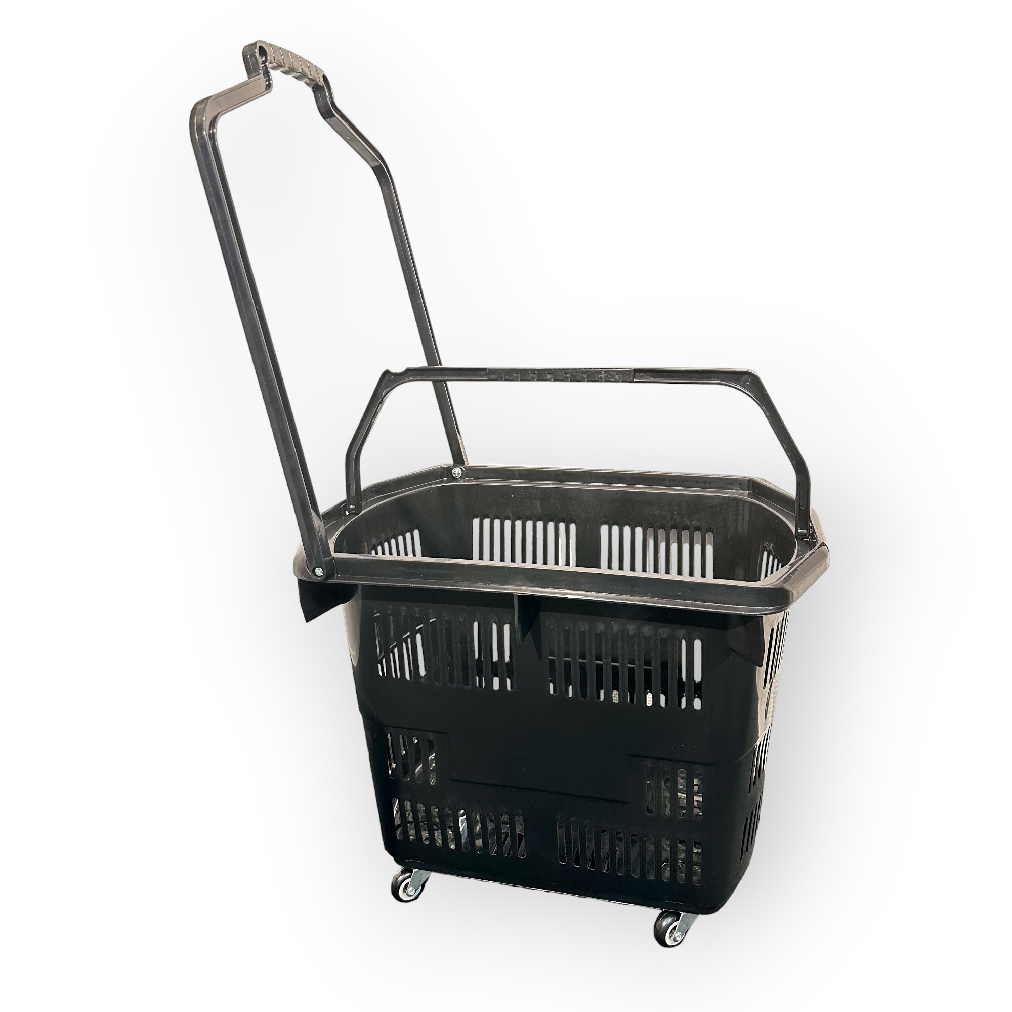 Indkøbskurv 55 liter med træk håndtag og hjul.