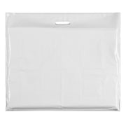 Plastpåse, extra stor, vit, förpackning med 100 st., 60 mikron, B 70 x D/BF 15 x H 60 cm, förstärkta handtag