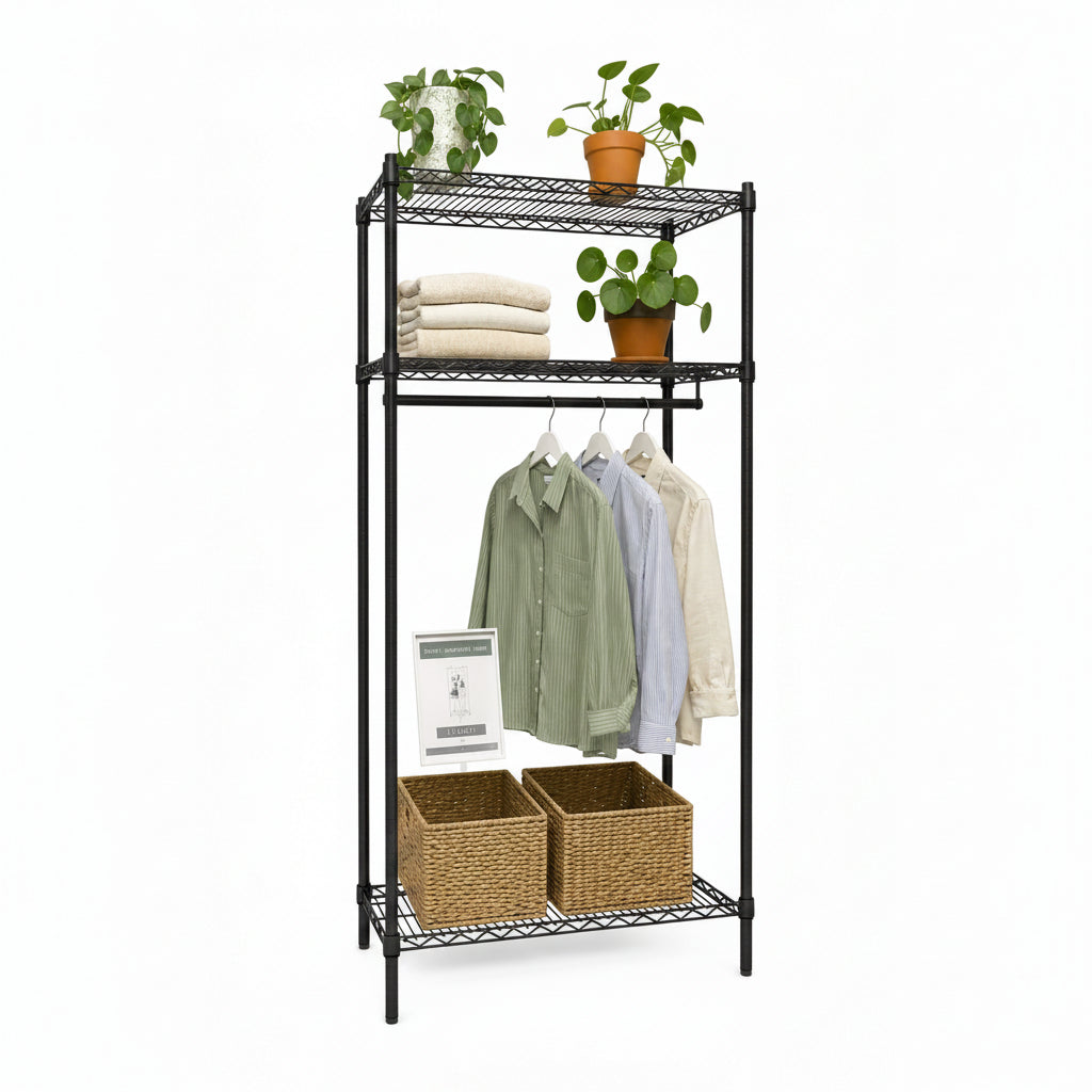 Garderobhylla Reol - TUBO (B 91 x D 46 x H 220 cm.) - Svart