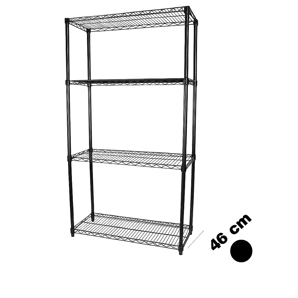 Hylla - TUBO (B 122 x D 46 x H 220 cm.) - Svart, lätt blank