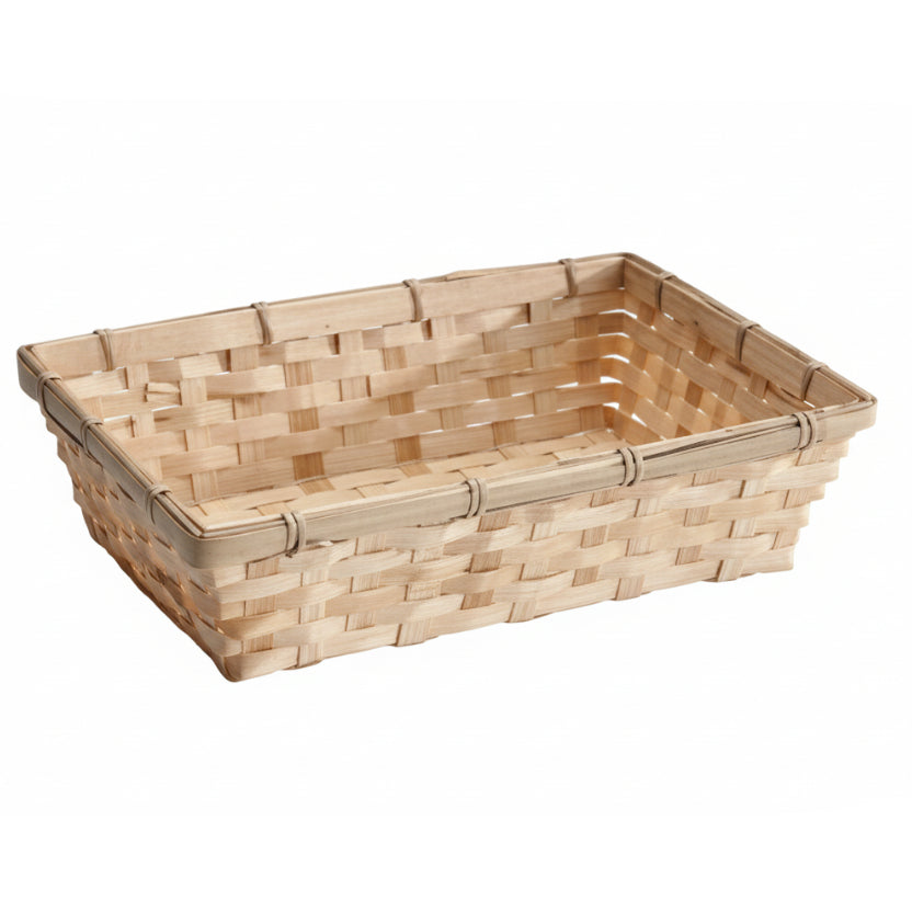 Rektangulær gavekurv i bambus, 30 x 20 x H7 cm