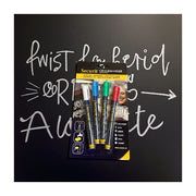 Tuschpennor, krittusch för tavlor och glas, röd, blå, grön och vit, 4 st., 1–2 mm