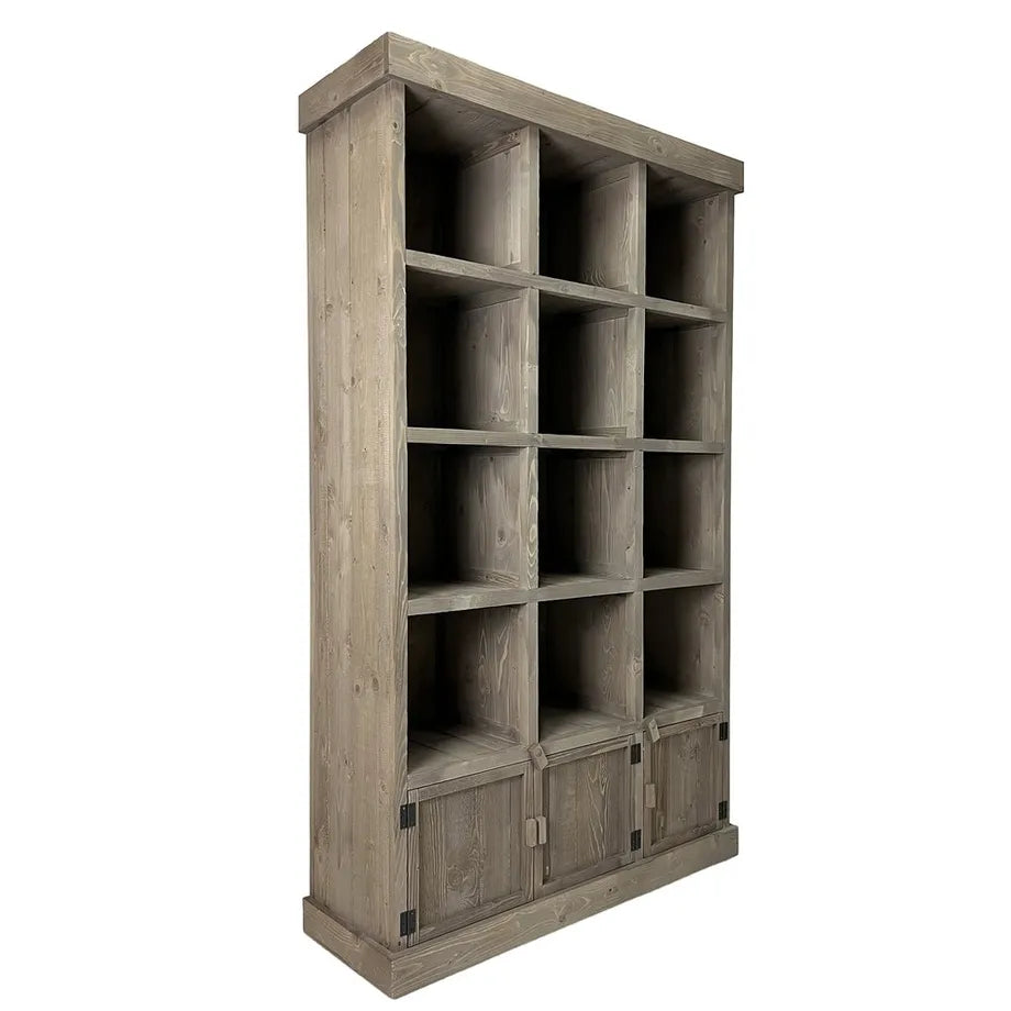 Graywood, hylla, med 12 fack och 3 skåp. H200 cm