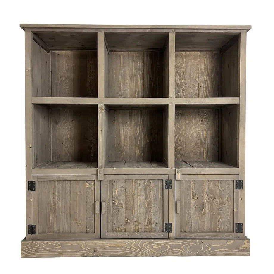 Graywood, bokhylla med 6 fack och 3 skåp. H110 cm