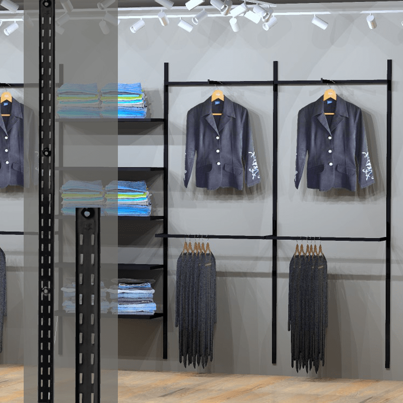 Sort SuperSkinne vægskinne til butik