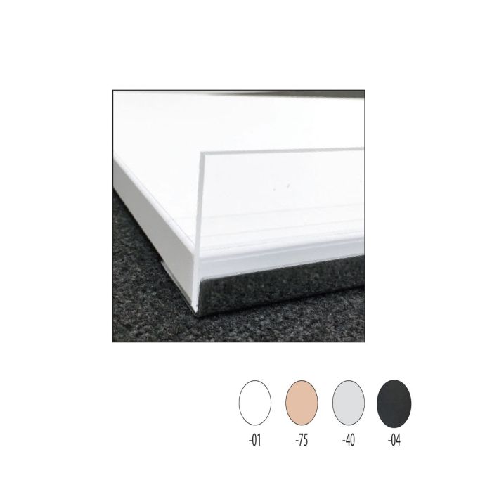 Melaminhylde hvid, skrå, med forkant i krom, 91 x 37 cm