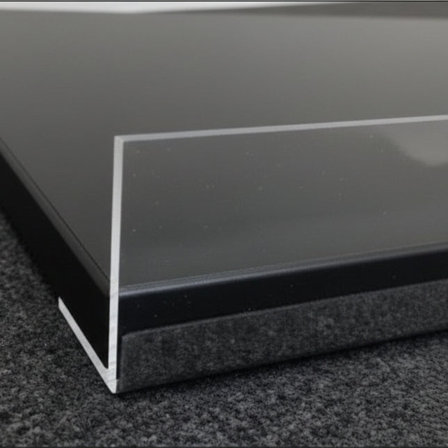 Melaminhylde sort, skrå, med forkant i krom, 61 x 37 cm