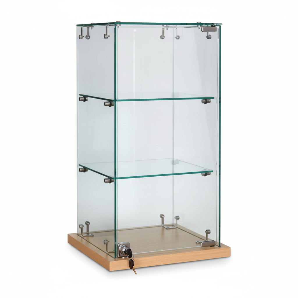 Bordmonterad vitrinskåp, Slimline, lönn, B33 x D33 x H61