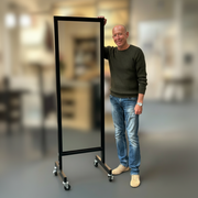 Golvspegel - Dubbel rullspegel - Svart. Robust modell