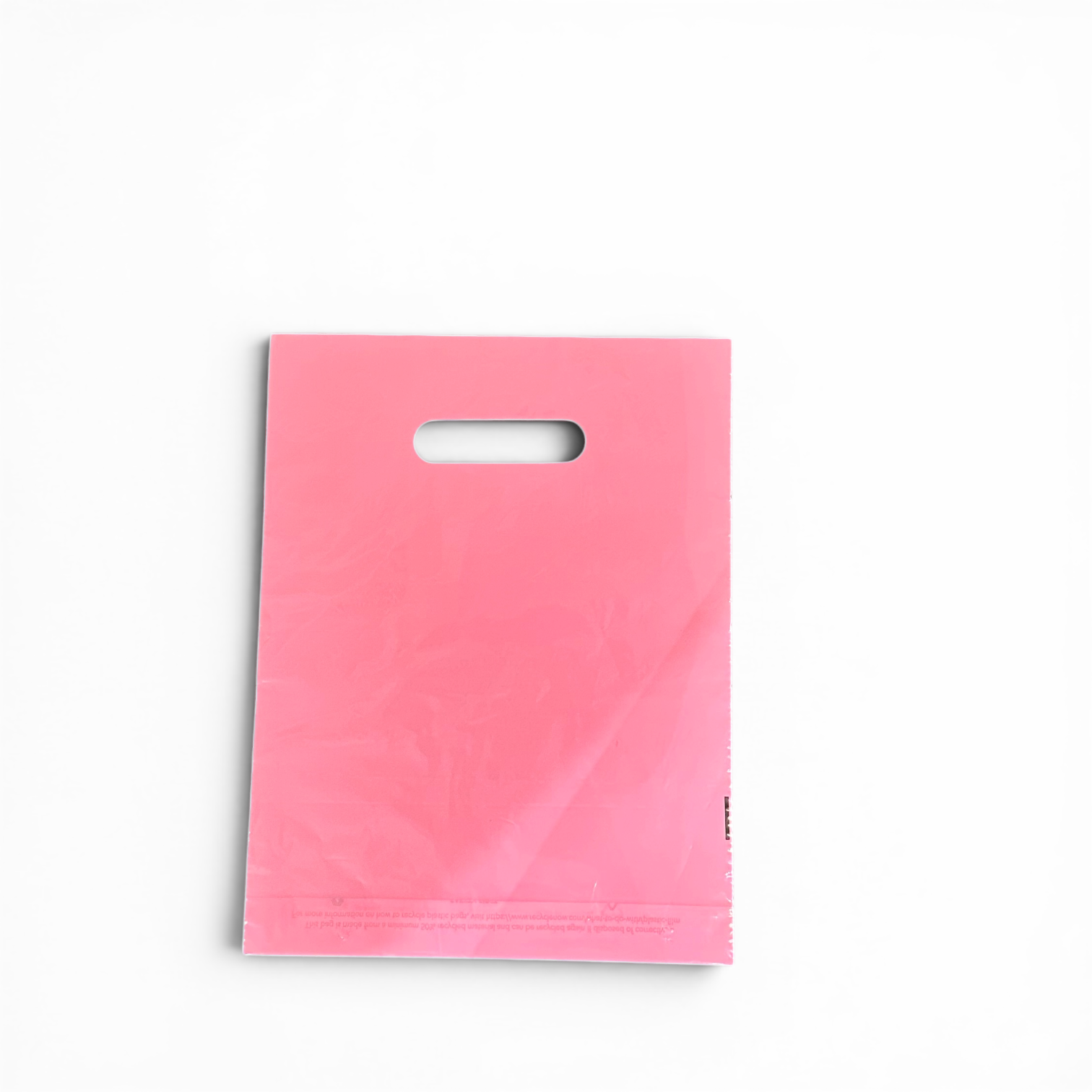 Plastpåse, liten, rosa, förpackning med 100 st., 35 mikron, B 25 x D/BF 6 x H 30 cm, förstärkta handtag