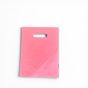 Plastpåse, liten, rosa, förpackning med 100 st., 35 mikron, B 25 x D/BF 6 x H 30 cm, förstärkta handtag