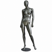 Metallic grå faceless damemannequin 1000 i hoftetrin