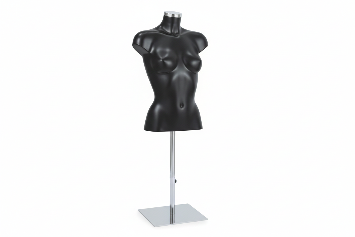 Fod til torso, teleskopisk, lav, krom, firkantet plade, H20-55 cm, Elite torso (Serie 5200)