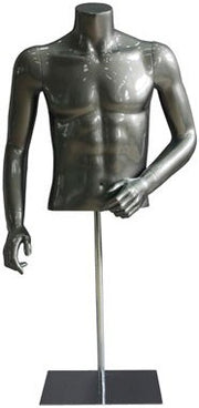 Herrtorso bordmodell. Högblank grå med nitar