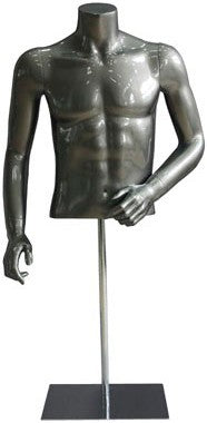 Herrtorso bordmodell. Högblank grå med nitar