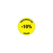 Gult rabattmärke 10%. Rulle med 500 st.
Ø 30 mm.