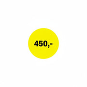 Rabattetikett 450 kr. Rulle med 500 st. Ø 30 mm.