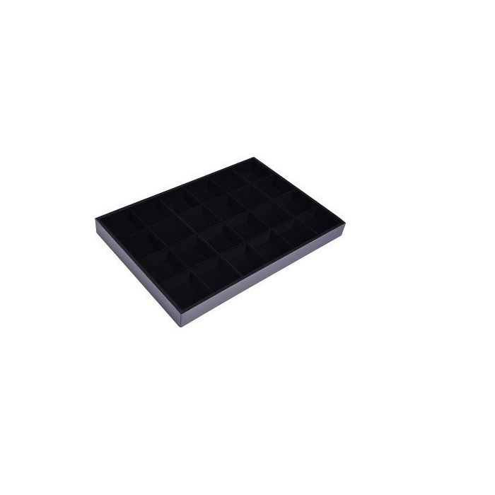 Smyckesbricka 24 fack. Svart flock