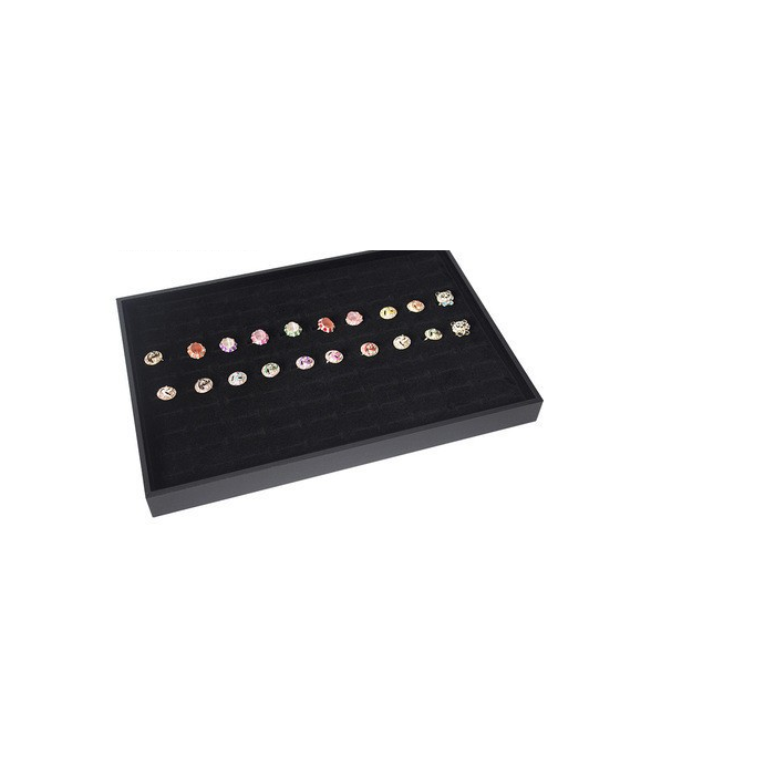 Smyckesbricka för ringar, hål. Svart Flock