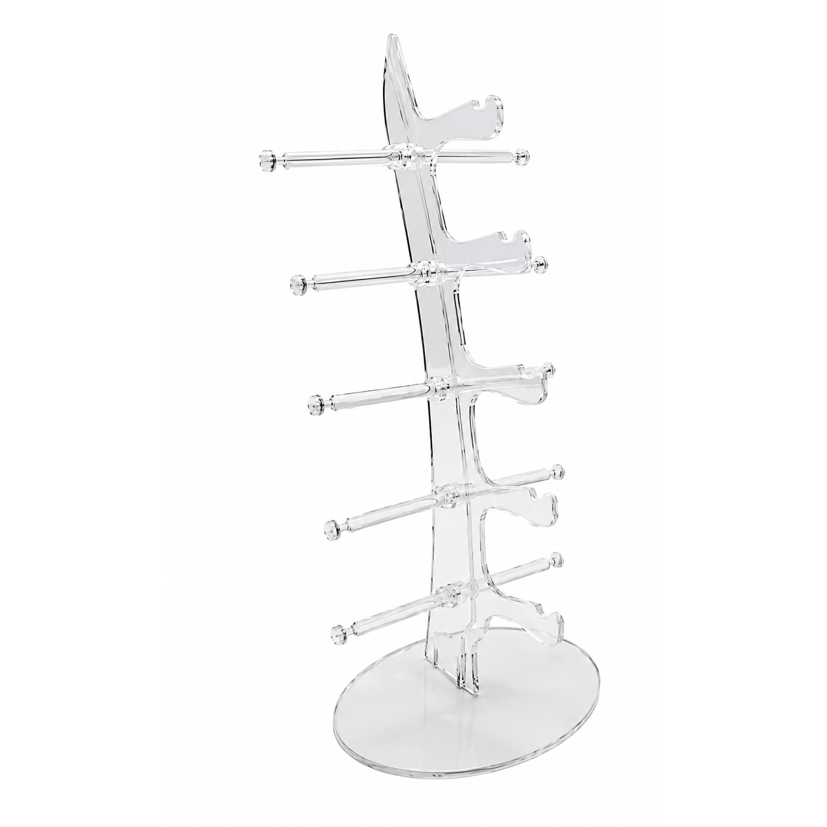 Brilldisplay på fot. Transparent t 5 glasögon. L 16 x B 10,5 x H 34 cm