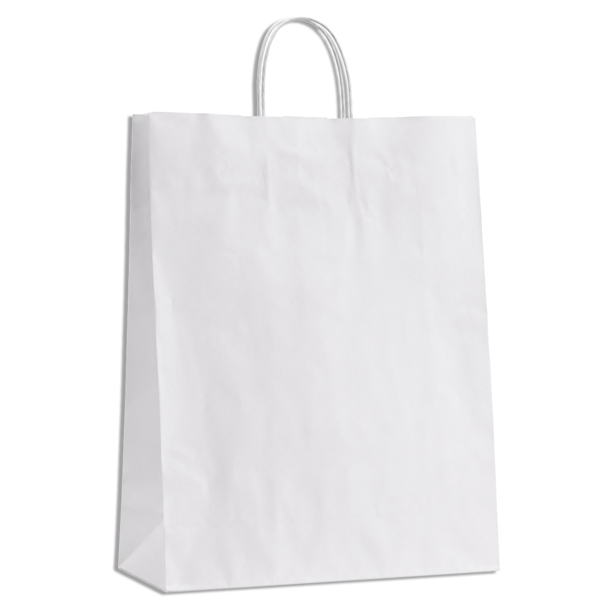 Papperspåse med tvinnade handtag. H44 cm. vit