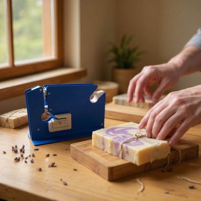 Påslukkningsmaskin i metall, L 17 x 5,8 x H 10,5 cm. Blå